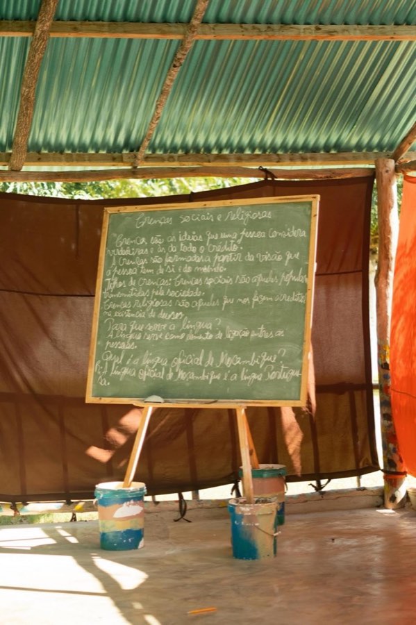 The weekly menu written on a chalkboard in the Goodwill kitchen